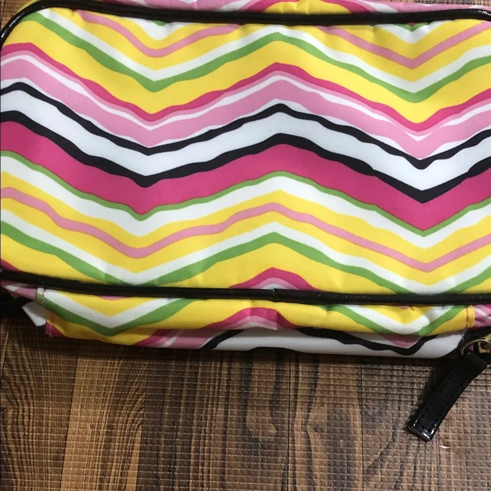 Stephanie Johnson Zigzag Chevron Cosmetic Case in Pink, Yellow & Green